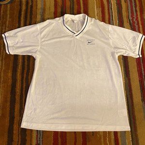 Vintage 90s Nike White Tag Swoosh Mesh Breathable White Ringer Tee Shirt size XL